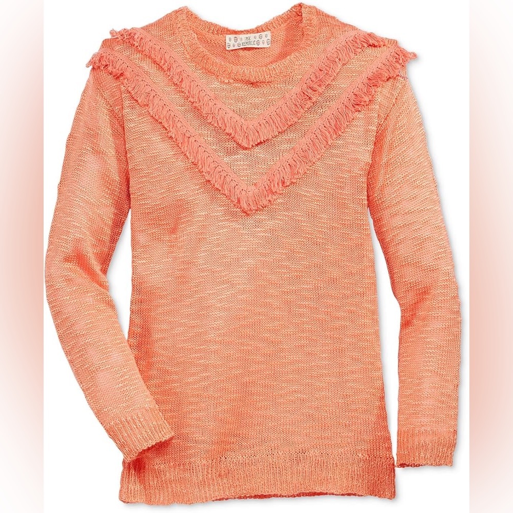 Pink Republic Girls Fringe Sweater Cotton Blend Size L - Picture 4 of 4